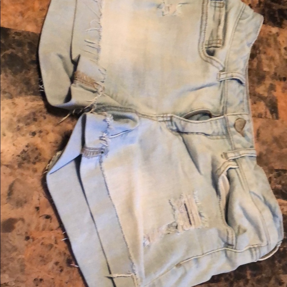 Denim shortie shorts